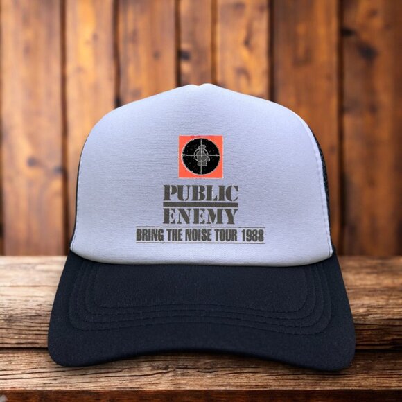 90s Hip Hop Bring The Noise Tour 1988 Mens Trucker Hat Flavor Flav Rap Ball Cap - Picture 1 of 4